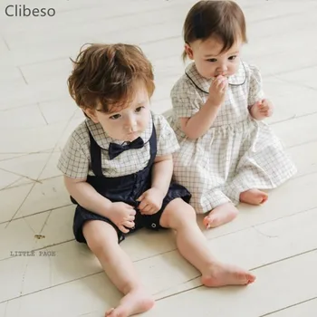 2023 Vasarą Ispanijoje Berniuko Drabužių Rinkinys Naujagimiams Bodysuit Baby Girl Pledas Suknelė Vaikai Medvilnės Drabužius Mergaitės Brolis, Sesuo, Drabužiai