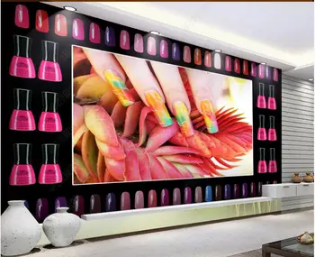 3d tapetai ant sienos Nagų grožio salonas, nagų lako įrankiai užsakymą freskos miegamasis namų dekoro tapetų siena rulonais