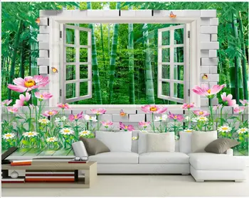 3d tapetai su pasirinktinius nuotraukų freskos Žalia bambuko sodas kambarį namų dekoro sienos popieriaus 3d foto tapetai ant sienos