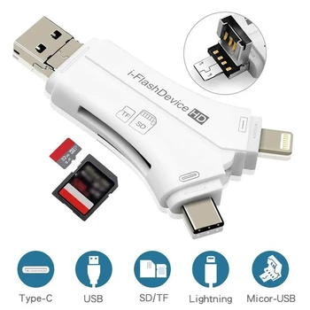 4 In 1 Mikro Usb/Tipas-c/USB SD Kortelių Skaitytuvas, 