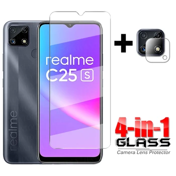 4-in-1 Stiklo Realme C25s Visą Klijai Grūdintas Stiklas Kolega Realme C25 s HD Clear Screen Protector Realme C25s Kameros Stiklo
