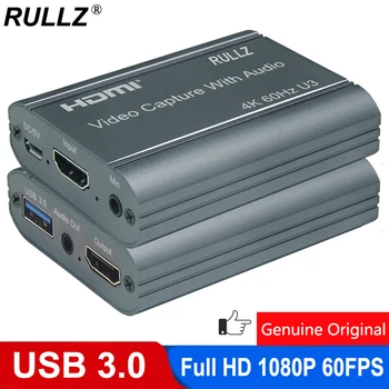 4K 60Hz Linijos HDMI Vaizdo įrašymo Kortelės, Ausinių Garso Išvestis Mic In Full HD 1080p Žaidimą Įrašymo Box USB 3.0 Live Transliacijos Prietaisas