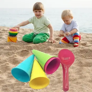5VNT Dovana Kasti Smėlio Įrankis Lauko Acctivity Plastiko Paplūdimio Žaidimas Ledai Kūgio Modelį Smėlio Žaislų Rinkinys Scoop