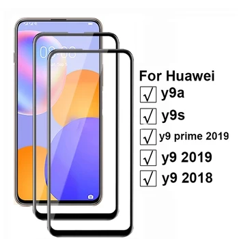 9D visiškai padengti huawei y9s y9A y8s y8p y7p y6s y6p y9 y7 premjero y6 pro 2019 y5 2018 telefono screen protector, grūdinto stiklo plėvelės