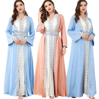 Abayas Musulmonų Moterys Vintage 2 Gabalas Abaja Suknelė Nustatyti Šalis Suknelės Caftan Marocain Islamo Skraiste Femme Musulmane Maxi Vestidos 2023