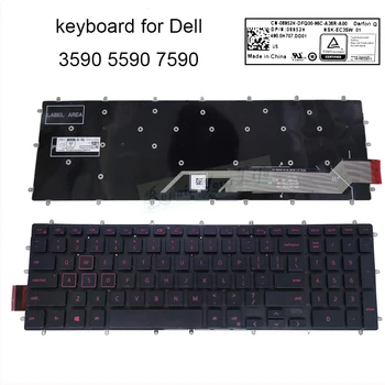 Anglų Klaviatūra su foniniu apšvietimu, Skirtą DELL G3 15 3590 3579 G5 5590 G7 7790 7590 08952H nešiojamojo kompiuterio klaviatūros apšvietimas mėlyna raudona klavišus keycaps