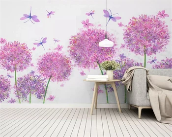 beibehang Custom classic tapetai šiuolaikinės rožinė hydrangea lapai drugelis TV fone de papel parede sienos dokumentų namų dekoro