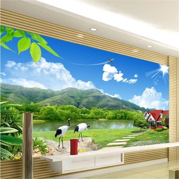 beibehang stereoskopinis 3d TV kuprinė sienos popieriaus, šilko audinio vandens ir mantain dekoracijos freskomis 3d eco-friendly tapetai ant sienos