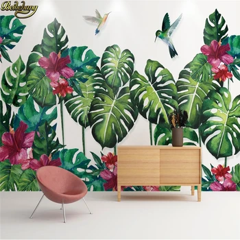 beibehang Užsakymą tapetai didelis sieninis sienų lipdukai tropinių augalų vėžlys atgal vertus, tapybos, akvarelės fono sienos