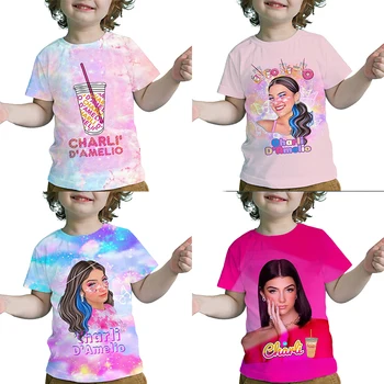 Charli Damelio 3D Spausdinimo T Marškinėliai Kūdikių Mergaitės Berniukai Vaikams Kawaii marškinėliai Vasarą Vaikai Tshirts Bamblys Kūrybos Viršūnes Tee