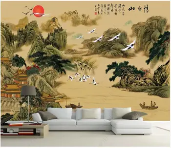 foto tapetai 3d custom freskos Kinų stiliaus kalnų dažai, tapyba kraštovaizdžio dekoro kambarį Tapetai sienos į ritinius