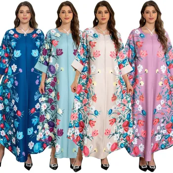 Mados Musulmonų Suknelės Nagų Gręžimo Ilga Suknelė Vasarai Spausdinti Dubajaus Prabanga Suknelė Moterims Vakare Šalies Arabijos Moterų Suknelė