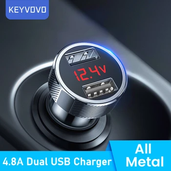 Metalo Dvigubas USB Automobilinis Įkroviklis 4.8 24W Greitai Įkrauti 