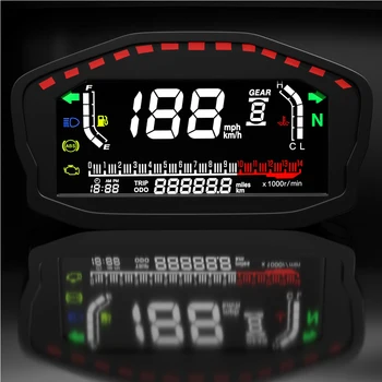 Naujausias LCD GPS rodo Spidometras, Tachometras, Kuro Lygio Vandens Temp Rida Multi-Funkcija Ekrane Motociklo Transporto priemonės apsauginės Signalizacijos