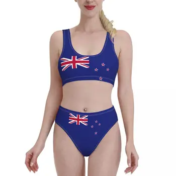 Naujosios Zelandijos Vėliava Vasaros Bikini Rinkiniai, Dviejų dalių maudymosi kostiumėlį, Maudymosi Kostiumą, Sporto maudymosi Kostiumėliai Paplūdimio Girl Moterims