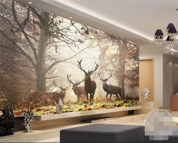 Pritaikytas didelės freskos tapetai nostalgišką retro miško elnias freskos TV fono sienos papel de sumalti 3d tapetai