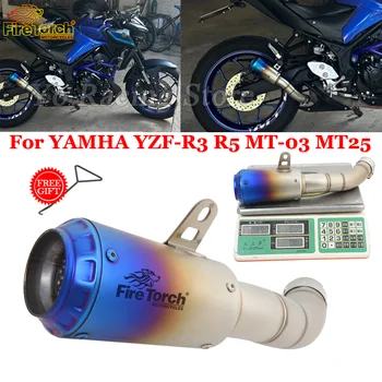 Slydimo Ant YAMAHA YZF-R3 R3 R25 MT-03 MT03 R30 MT-25 Motociklo Išmetimo Pabėgti Visa Sistema, Duslintuvo Moto Viduryje Vamzdis Su Lazeriu