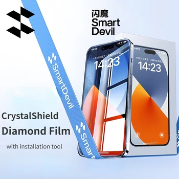 SmartDevil Kristalas atsparus Dulkėms Grūdintas Stiklas iPhone 14 13 12 Pro Max HD Pilnas draudimas Screen Protector Anti-pirštų atspaudų Filmas