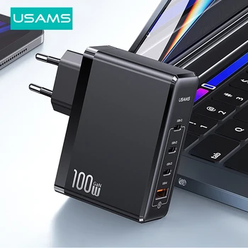 USAMS 100W GaN USB kabelį, Tipas C PD Greito Įkrovimo Greitai Įkrauti 4.0 3.0 Portable Telefono Įkroviklį Už 