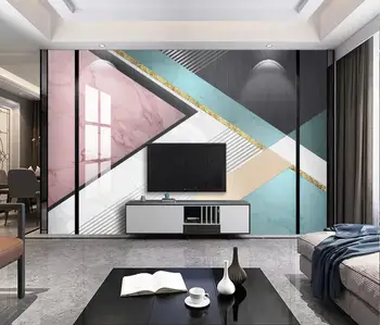 Užsakymą marmuro minimalistinio geometrijos Foto Tapetai, Freskos, Miegamojo tapetai kambarį apdaila Sofa Fone 3D dekoras