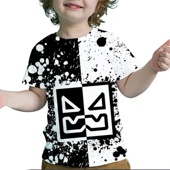 Vaikai Piktas Geometrijos Brūkšnys 3D Spausdinimo T Marškinėliai Vaikams, Cartoon Anime Tshirts Berniukų, Mergaičių Žaidimas marškinėliai Bamblys Tee Viršūnes Streetwear