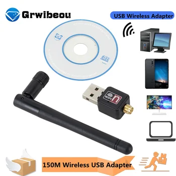 WiFi Bevielio Tinklo plokštė, USB 2.0 150M 802.11 b/g/n LAN Adapteris su sukiojamomis Antena Nešiojamas KOMPIUTERIS Mini Wi-fi Dongle