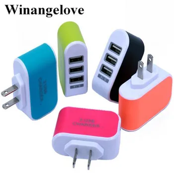 Winangelove 3 USB jungtys ES MUMS JAV Plug Namų Kelionės Sienos AC Įkroviklis Adapteris, Skirtas iPhone 4 5 6 7 Sumsang s7 s6 S4 S5